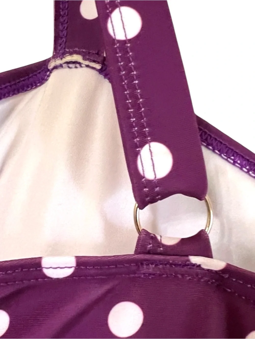 BloomChic Purple White Polka Dot 2 Piece Plus Size Swim Dress Sz XL 14/16 - Picture 8 of 12